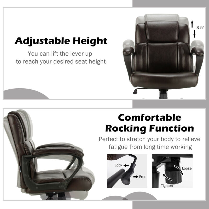 Adjustable Leather Executive Office Chair, Brown Executive Chairs at Gallery Canada