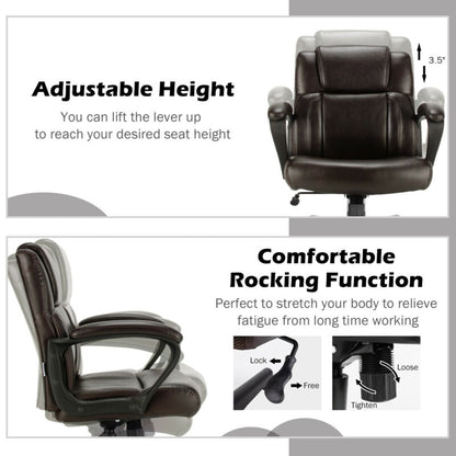 Adjustable Leather Executive Office Chair, Brown Executive Chairs at Gallery Canada