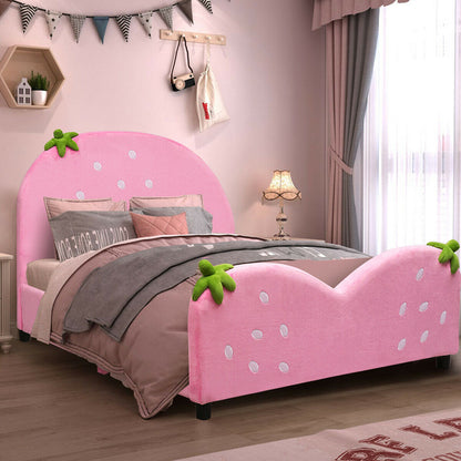 Kids Upholstered Berry Pattern Toddler Bed, Pink Toddler Beds at Gallery Canada