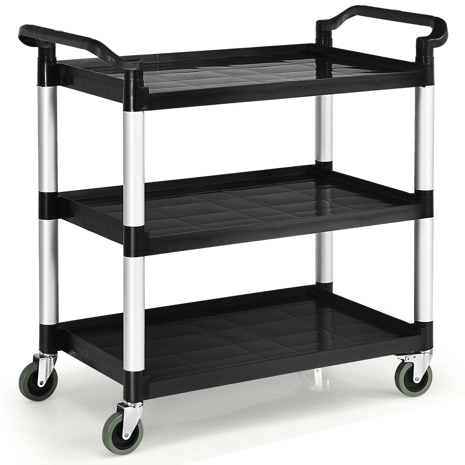 3-Shelf Utility Cart, Aluminum Frame, 490lbs Capacity, Black Kitchen Islands & Carts Black at Gallery Canada