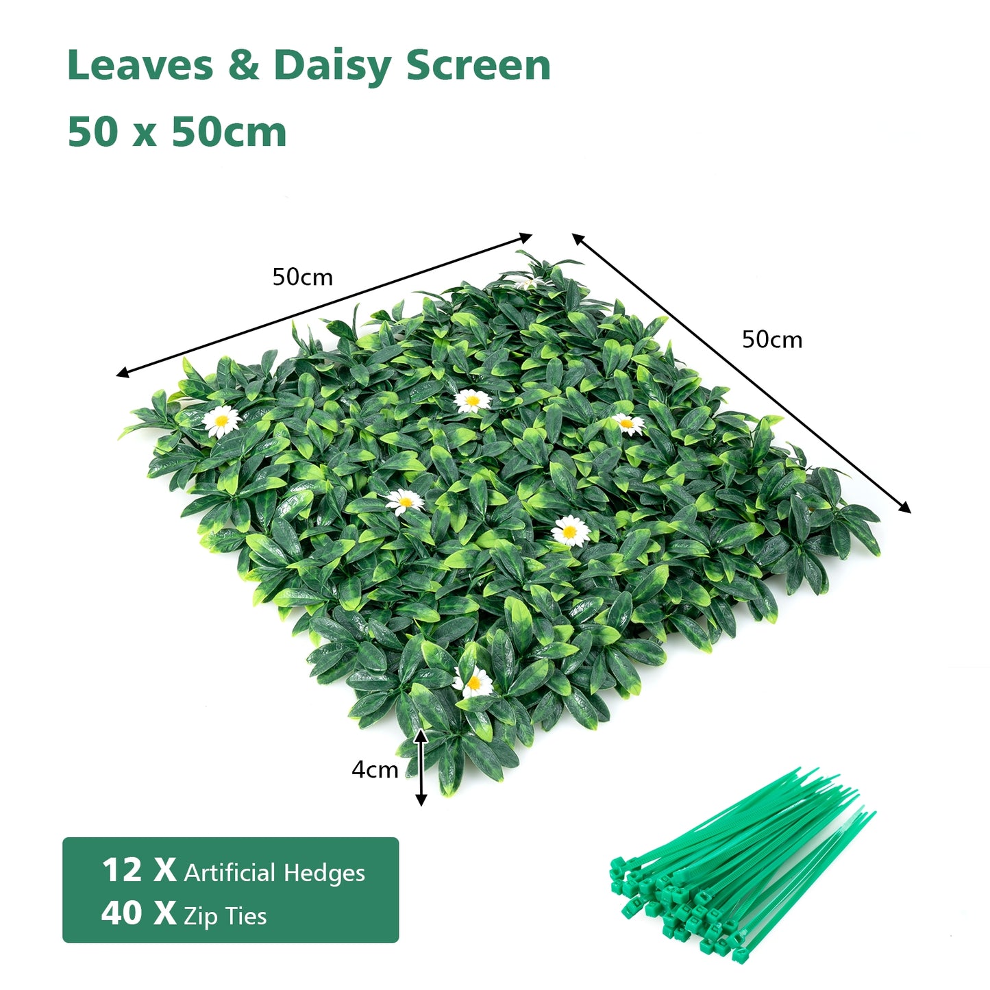12 Piece 20 x 20 Inch Artificial Daisy Hedge, Privacy Fence Panels Decorative Fencing & Flooring at Gallery Canada