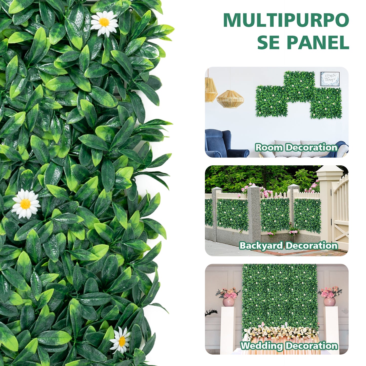 12 Piece 20 x 20 Inch Artificial Daisy Hedge, Privacy Fence Panels Decorative Fencing & Flooring at Gallery Canada