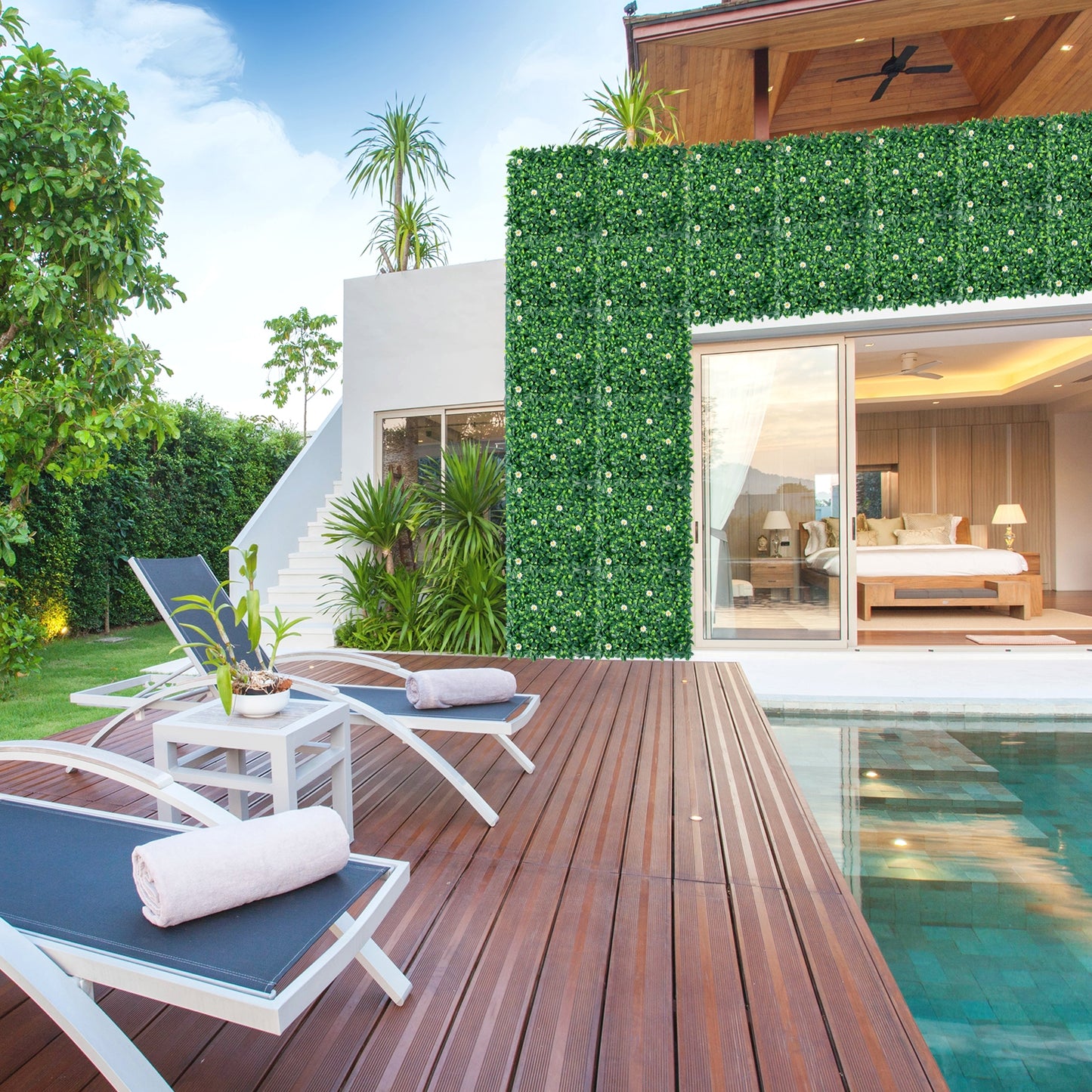 12 Piece 20 x 20 Inch Artificial Daisy Hedge, Privacy Fence Panels Decorative Fencing & Flooring at Gallery Canada
