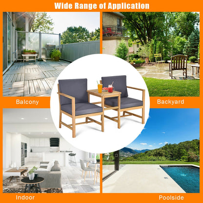 3-In-1 Acacia Wood Loveseat, With Separable Coffee Table, Natural Patio Conversation Sets at Gallery Canada