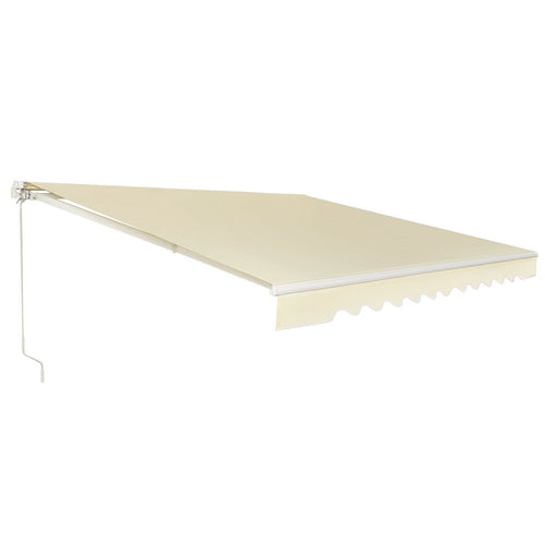 13 × 8 Feet Retractable Patio Awning, Aluminum Sunshade, Beige