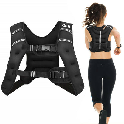 Training Weight Vest, 20 lbs, Adjustable Buckles, Mesh Bag, Black Weights Accessories at Gallery Canada