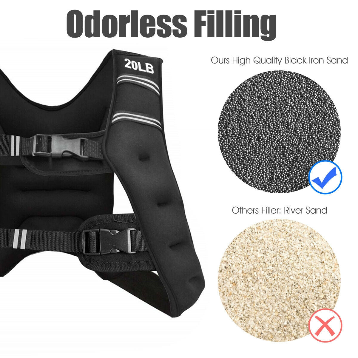 Training Weight Vest, 20 lbs, Adjustable Buckles, Mesh Bag, Black Weights Accessories at Gallery Canada