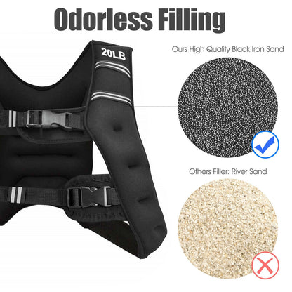 Training Weight Vest, 20 lbs, Adjustable Buckles, Mesh Bag, Black Weights Accessories at Gallery Canada