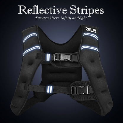 Training Weight Vest, 20 lbs, Adjustable Buckles, Mesh Bag, Black Weights Accessories at Gallery Canada