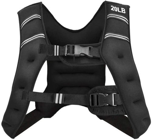 Training Weight Vest, 20 lbs, Adjustable Buckles, Mesh Bag, Black
