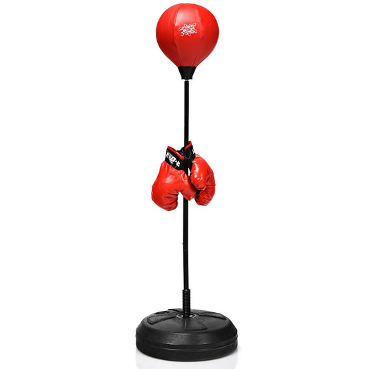 Adjustable Height Punching Bag With Stand, Boxing Gloves, Black Red Boxing & Martial Arts Black & Red at Gallery Canada
