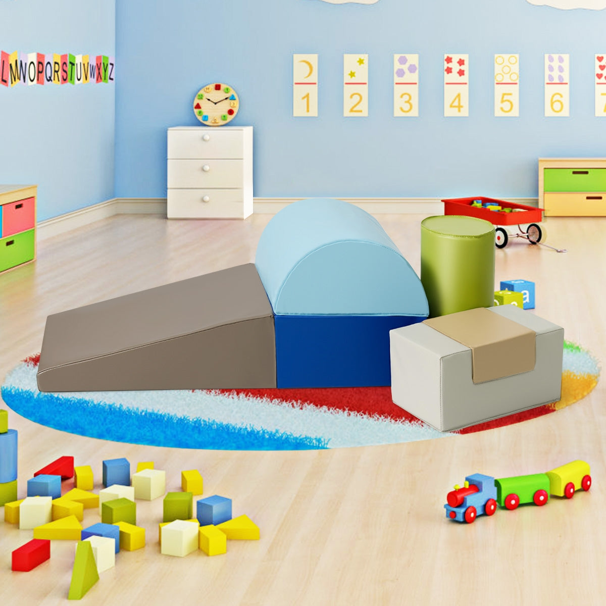 6 Piece Climb Crawl Play Set, Indoor Kids Toddler, Gray Climbers & Slides at Gallery Canada