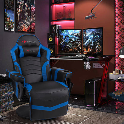 Ergonomic High Back Massage Gaming Chair, Blue Gaming Chairs at Gallery Canada