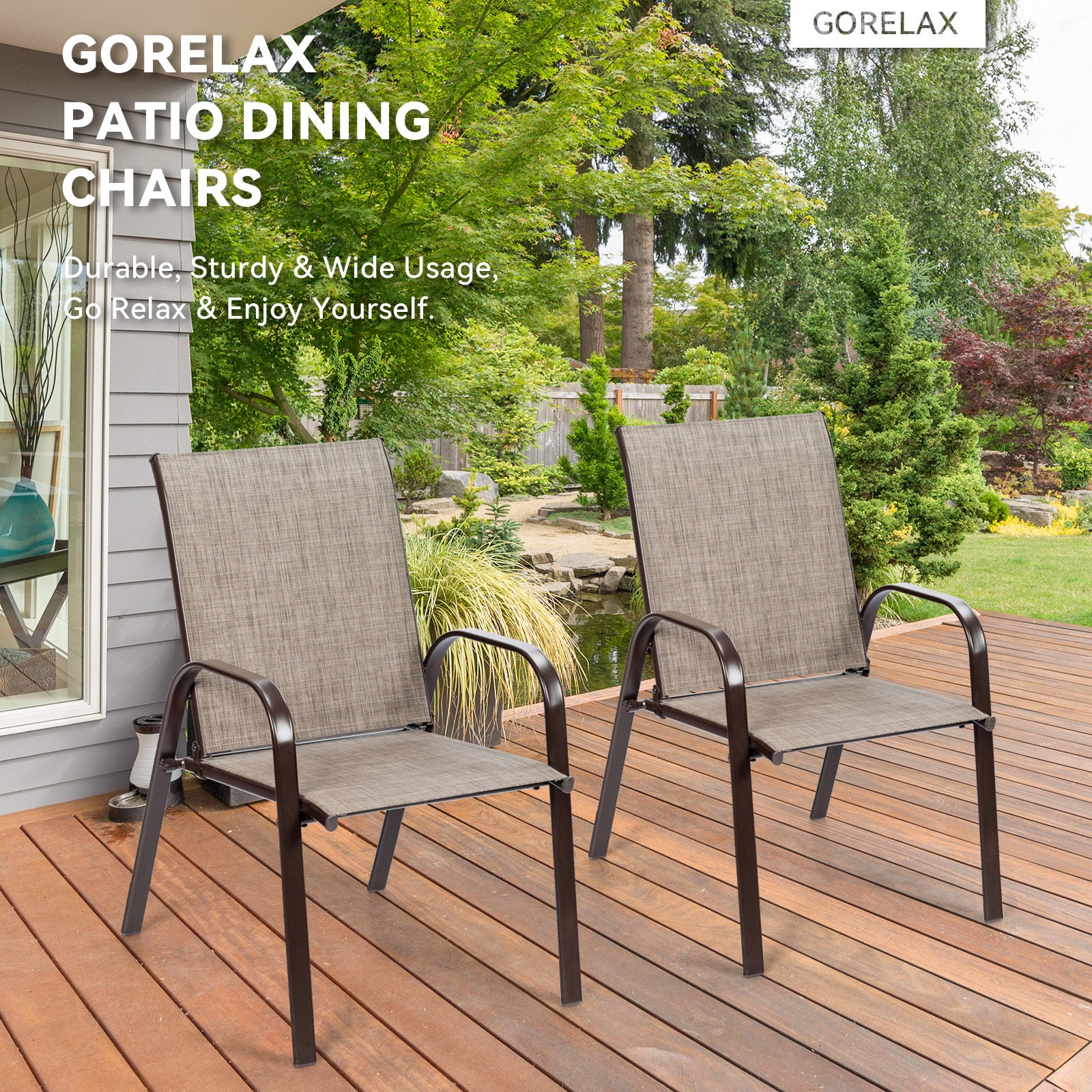 Patio Outdoor Dining Chair, 2 Pieces, Gray Patio Dining Chairs at Gallery Canada