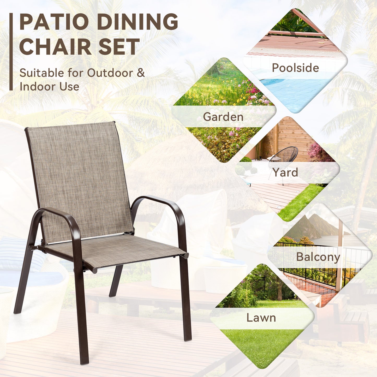 Patio Outdoor Dining Chair, 2 Pieces, Gray Patio Dining Chairs at Gallery Canada
