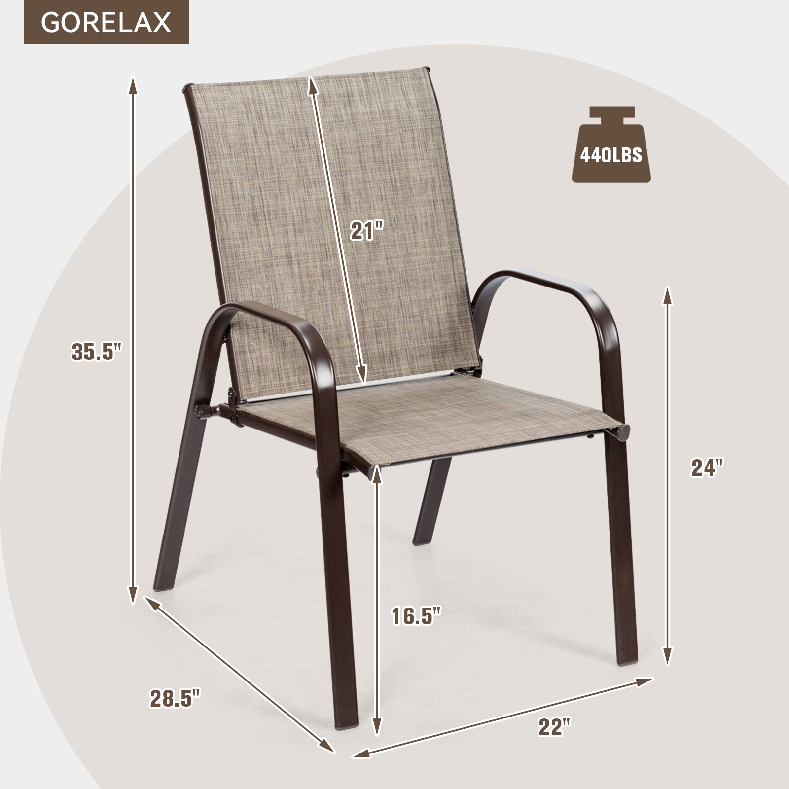 Patio Outdoor Dining Chair, 2 Pieces, Gray Patio Dining Chairs at Gallery Canada