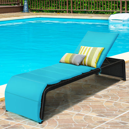 Adjustable Patio Rattan Lounge Chair With Cushions, Turquoise Outdoor Chaise Lounges at Gallery Canada