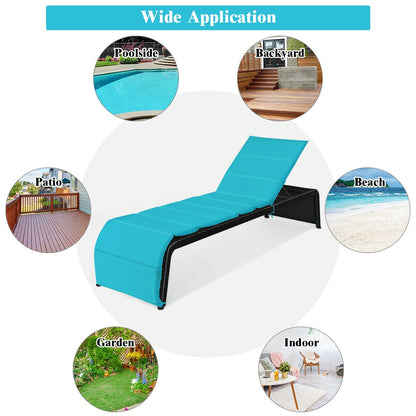 Adjustable Patio Rattan Lounge Chair With Cushions, Turquoise Outdoor Chaise Lounges at Gallery Canada