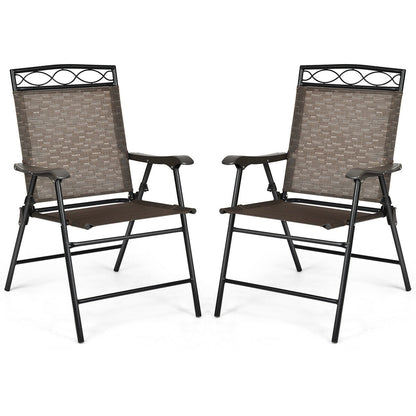 2 Patio Folding Chairs, Portable Dining Chair Set, Brown Patio Dining Chairs Brown at Gallery Canada