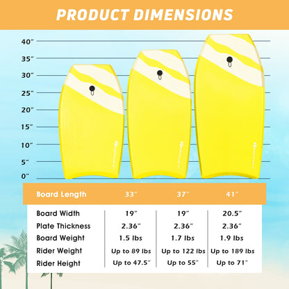 Lightweight Bodyboard, EPS Core, M Size, Yellow Surfing at Gallery Canada