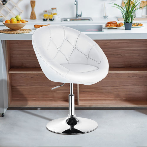 Adjustable Modern Swivel Round Tufted, White