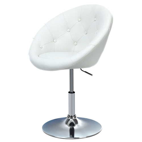 Adjustable Modern Swivel Round Tufted, White