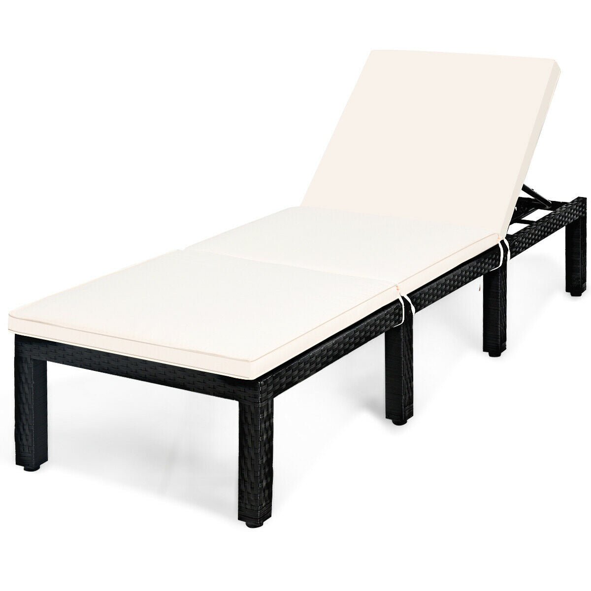 Patio Rattan Cushioned Height Adjustable Lounge Chair, White Outdoor Chaise Lounges at Gallery Canada