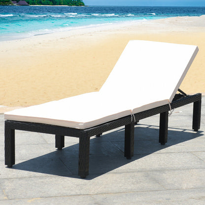 Patio Rattan Cushioned Height Adjustable Lounge Chair, White Outdoor Chaise Lounges at Gallery Canada
