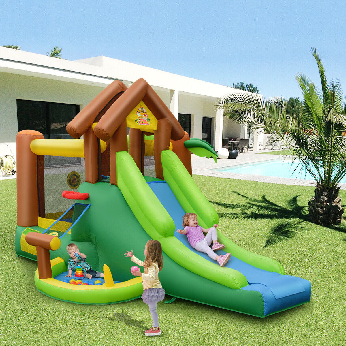 Kids Inflatable Jungle Bounce House Castle, Includes Bag, No Blower Bounce House at Gallery Canada