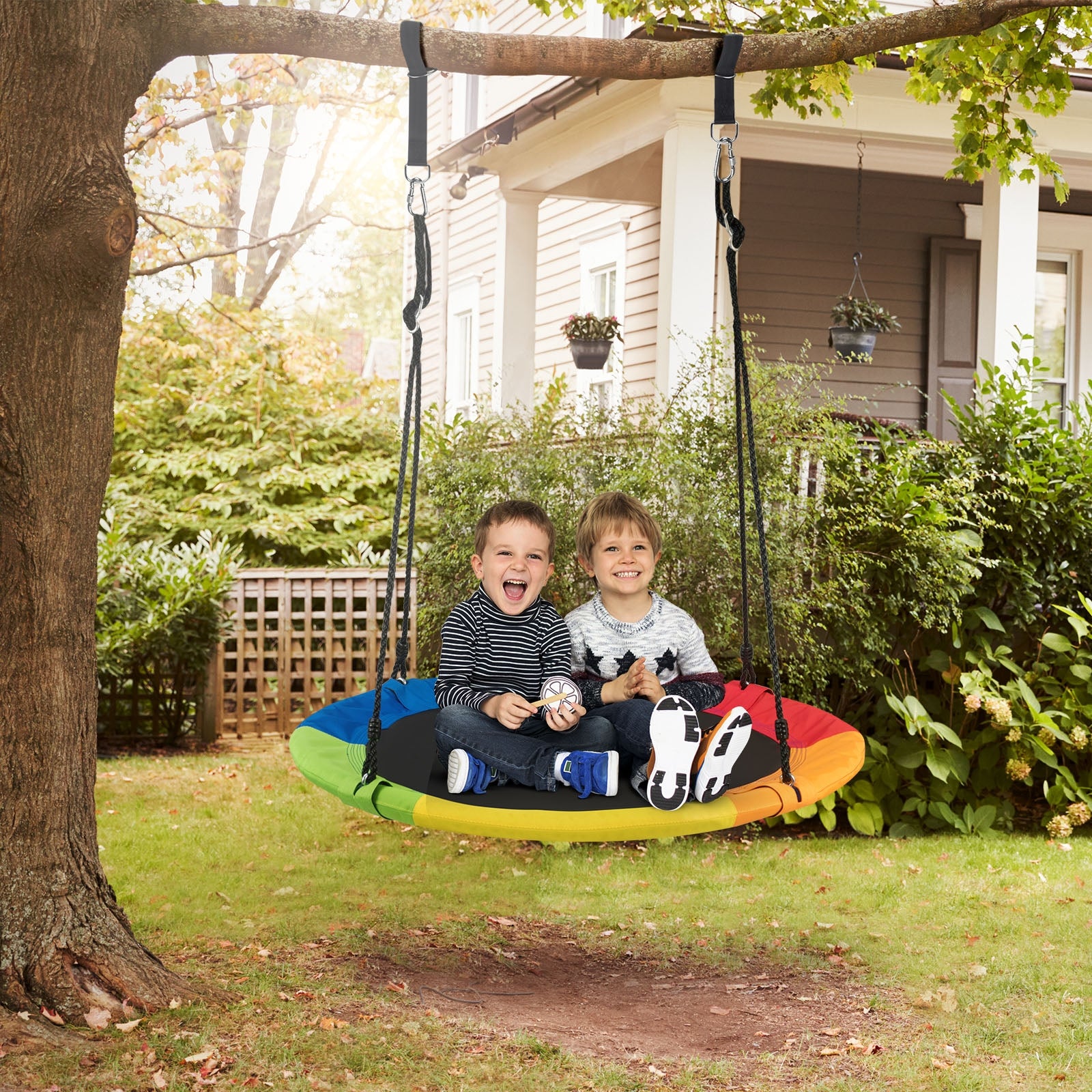 40 Inch 770 Lbs Flying Saucer Tree Swing, With 2 Tree Hanging Straps, Multicolor Swing & Playsets at Gallery Canada