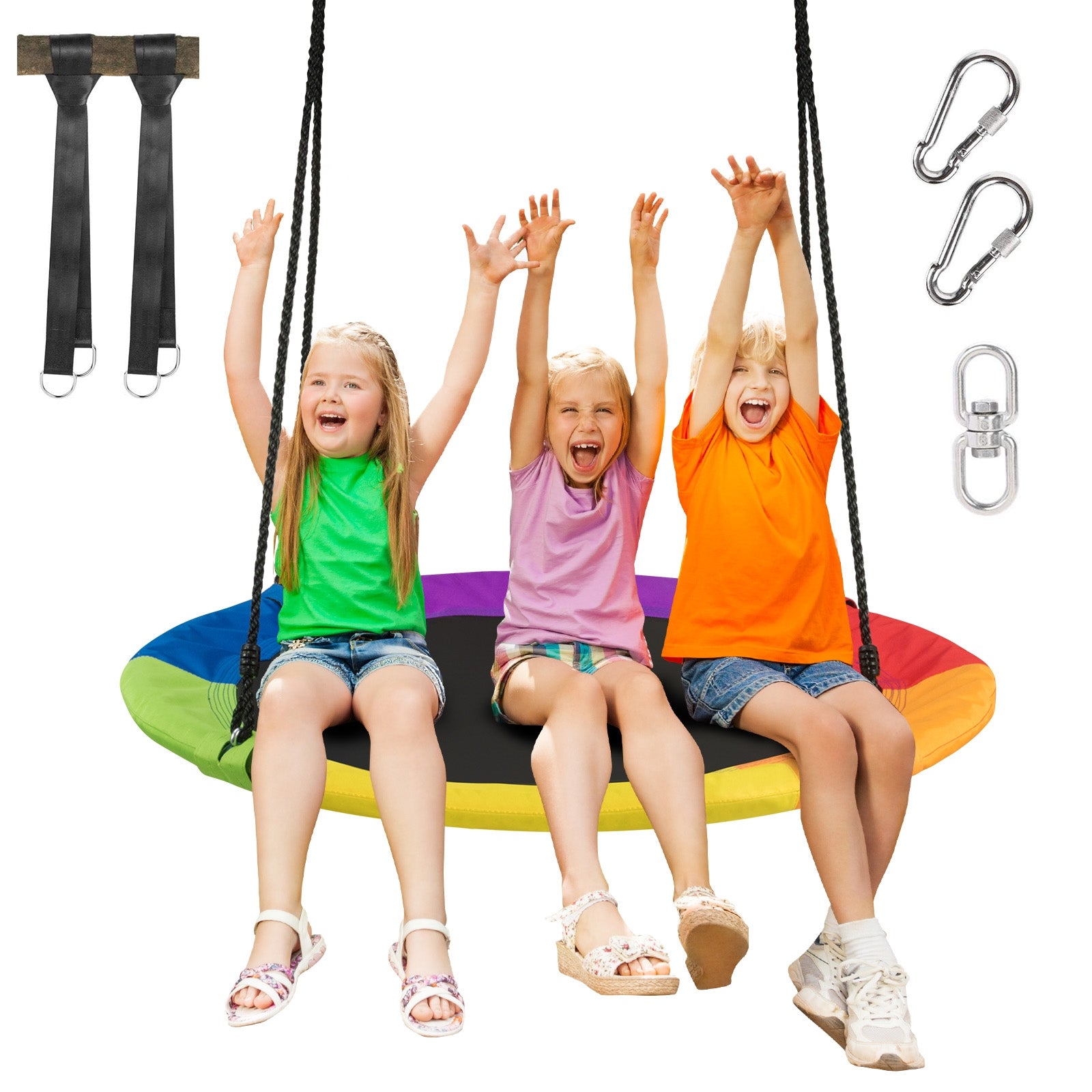 40 Inch 770 Lbs Flying Saucer Tree Swing, With 2 Tree Hanging Straps, Multicolor Swing & Playsets at Gallery Canada