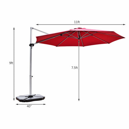 11 Feet Patio Umbrella, 360 Rotation Aluminum Tilt, Red Outdoor Umbrellas at Gallery Canada