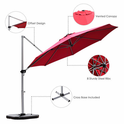 11 Feet Patio Umbrella, 360 Rotation Aluminum Tilt, Red Outdoor Umbrellas at Gallery Canada