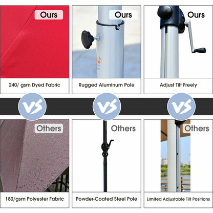 11 Feet Patio Umbrella, 360 Rotation Aluminum Tilt, Red Outdoor Umbrellas at Gallery Canada