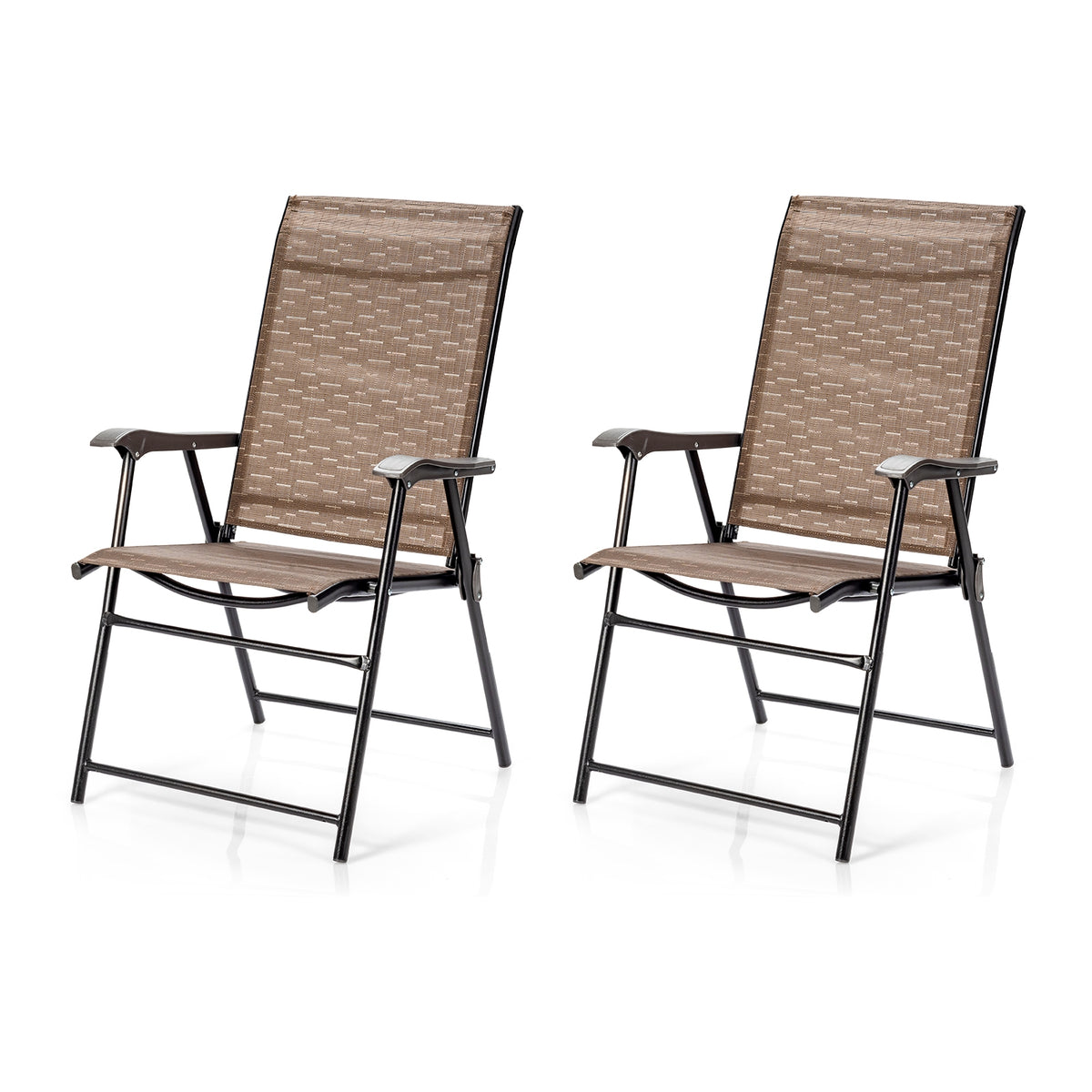 Outdoor Patio Folding Chair With Armrest, 2 Pieces, Brown Patio Dining Chairs Brown at Gallery Canada