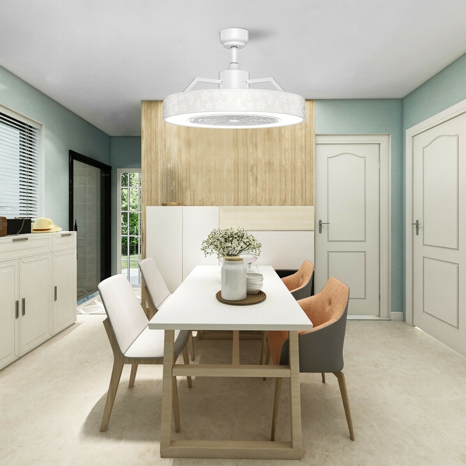 23 Inch Ceiling Fan With LED Light, Remote Control, White Ceiling Fans at Gallery Canada