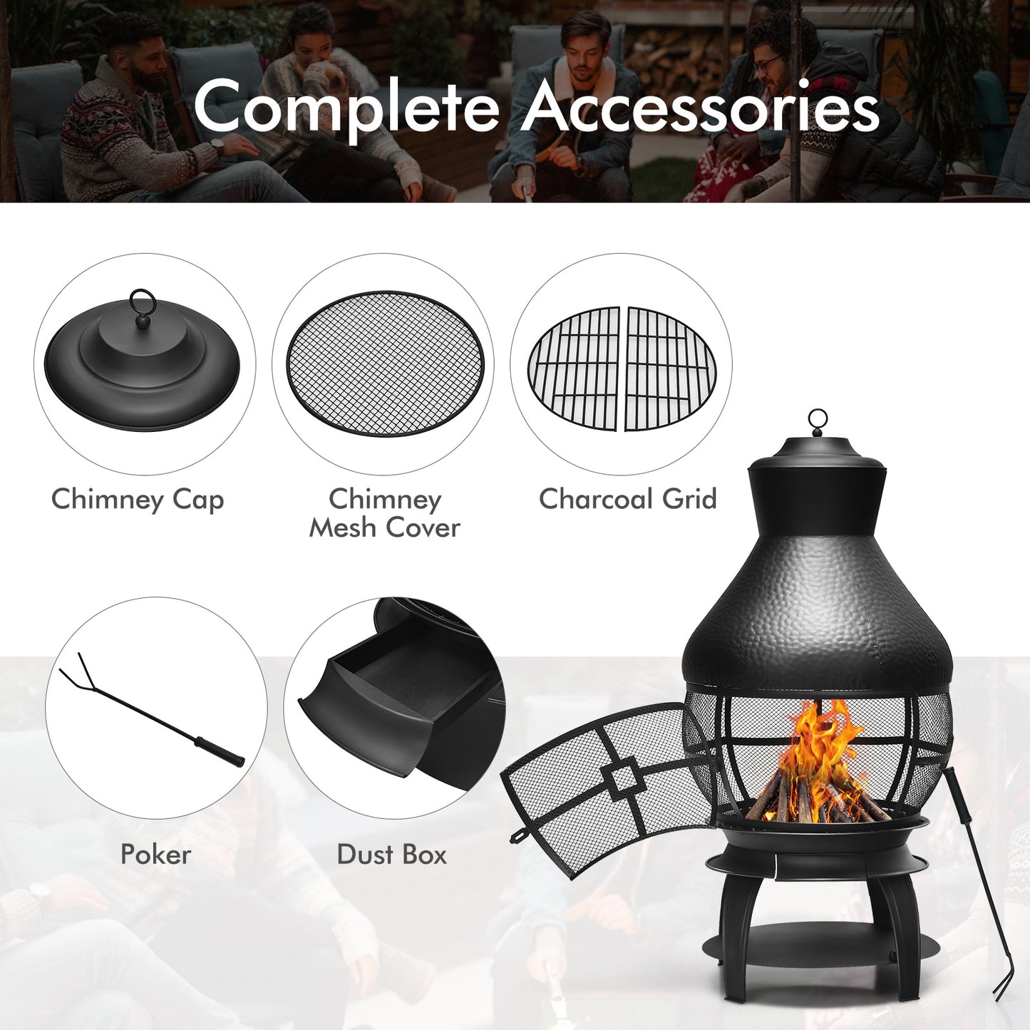 Patio Wood Burning Chimney Fireplace, Black Fire Pits at Gallery Canada
