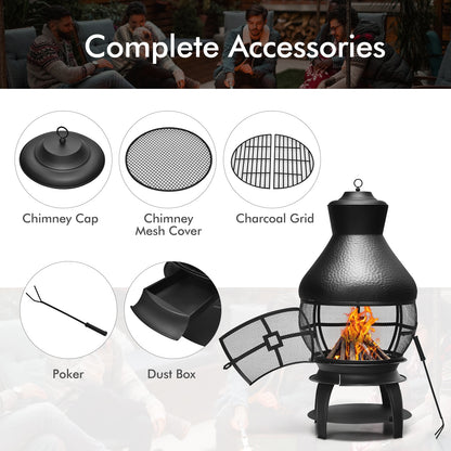 Patio Wood Burning Chimney Fireplace, Black Fire Pits at Gallery Canada
