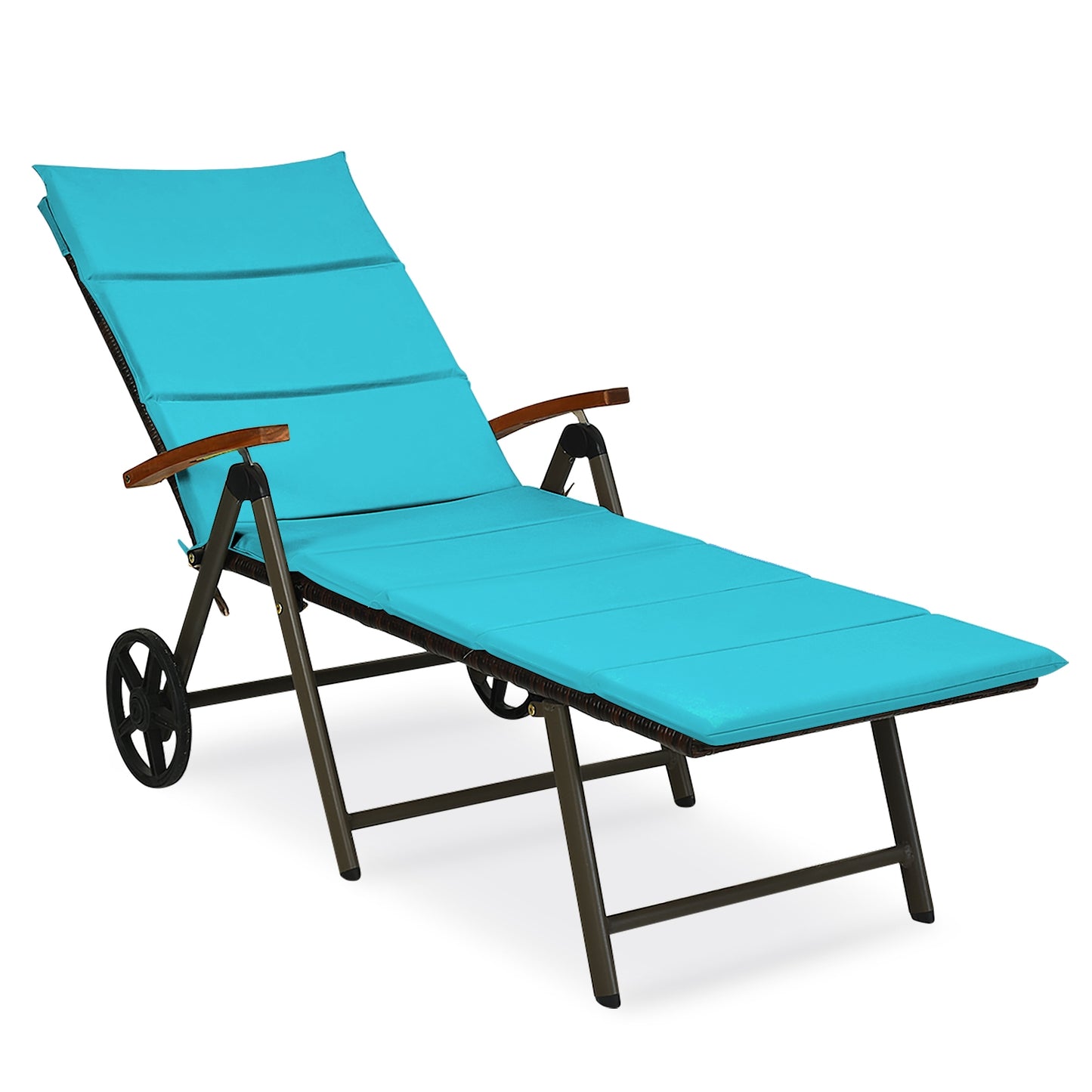Outdoor Chaise Lounge Chair, Rattan Recliner, Turquoise Outdoor Chaise Lounges Turquoise at Gallery Canada