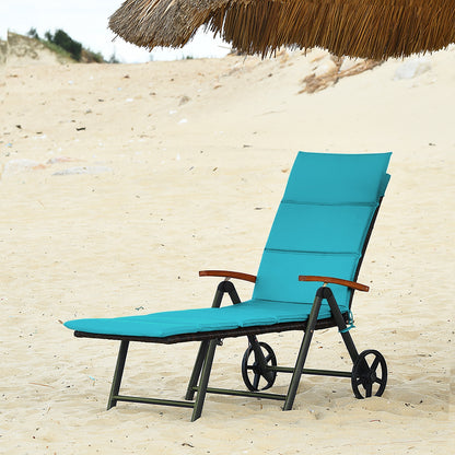 Outdoor Chaise Lounge Chair, Rattan Recliner, Turquoise Outdoor Chaise Lounges at Gallery Canada