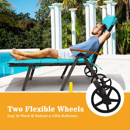Outdoor Chaise Lounge Chair, Rattan Recliner, Turquoise Outdoor Chaise Lounges at Gallery Canada