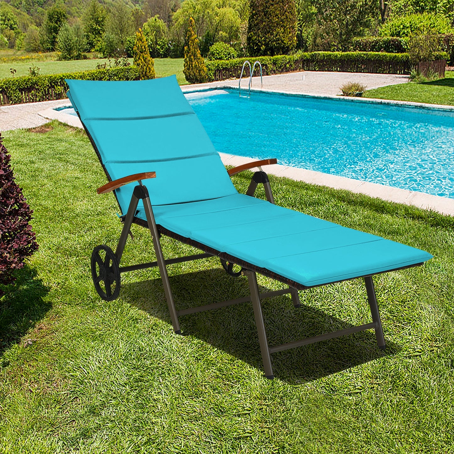 Outdoor Chaise Lounge Chair, Rattan Recliner, Turquoise Outdoor Chaise Lounges at Gallery Canada