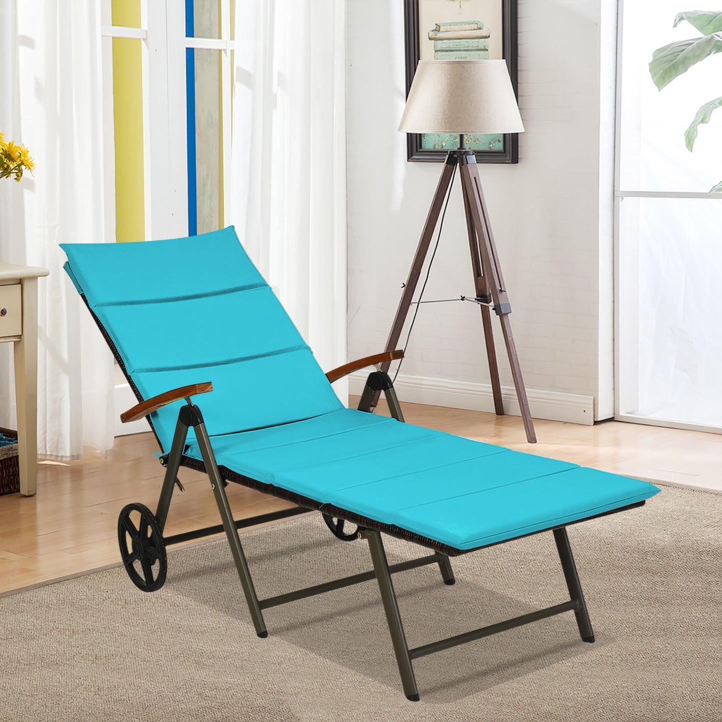 Outdoor Chaise Lounge Chair, Rattan Recliner, Turquoise Outdoor Chaise Lounges at Gallery Canada