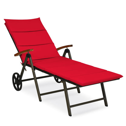 Outdoor Chaise Lounge Rattan Recliner Chair, Red Outdoor Chaise Lounges at Gallery Canada