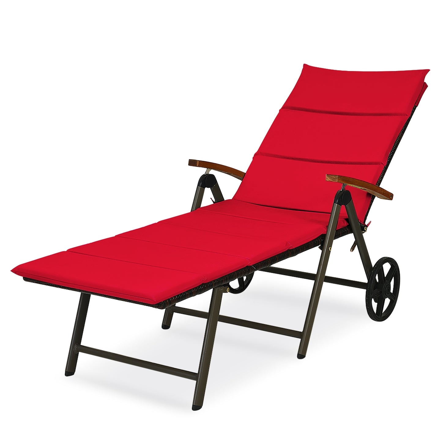 Outdoor Chaise Lounge Rattan Recliner Chair, Red Outdoor Chaise Lounges at Gallery Canada