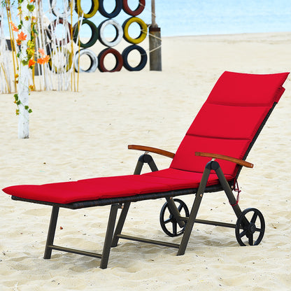 Outdoor Chaise Lounge Rattan Recliner Chair, Red Outdoor Chaise Lounges at Gallery Canada