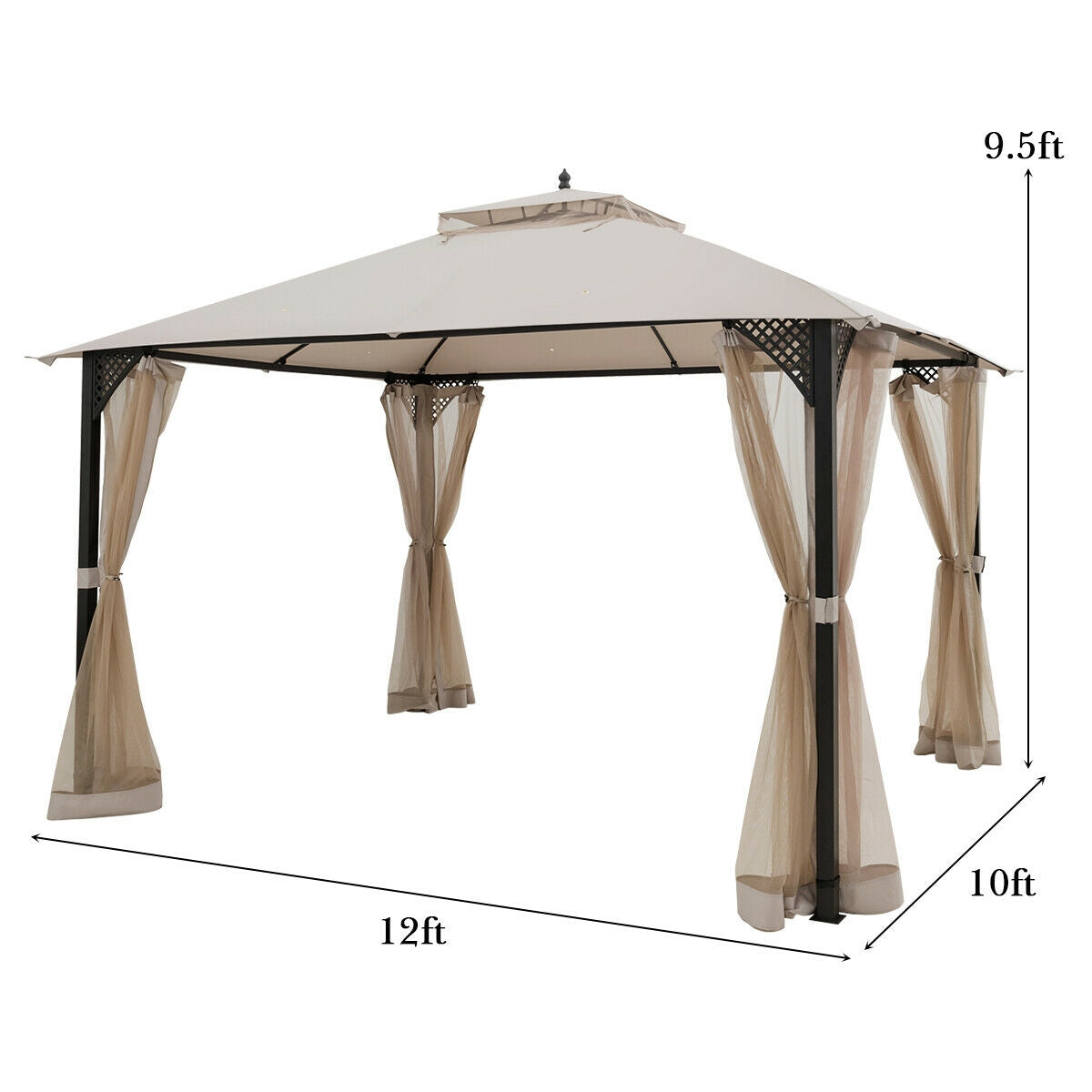 12' x 10' Outdoor Patio Gazebo, Beige Gazebos at Gallery Canada
