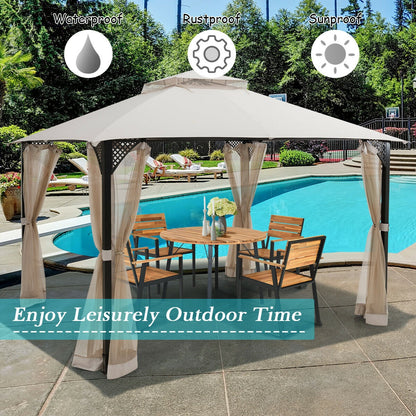 12' x 10' Outdoor Patio Gazebo, Beige Gazebos at Gallery Canada
