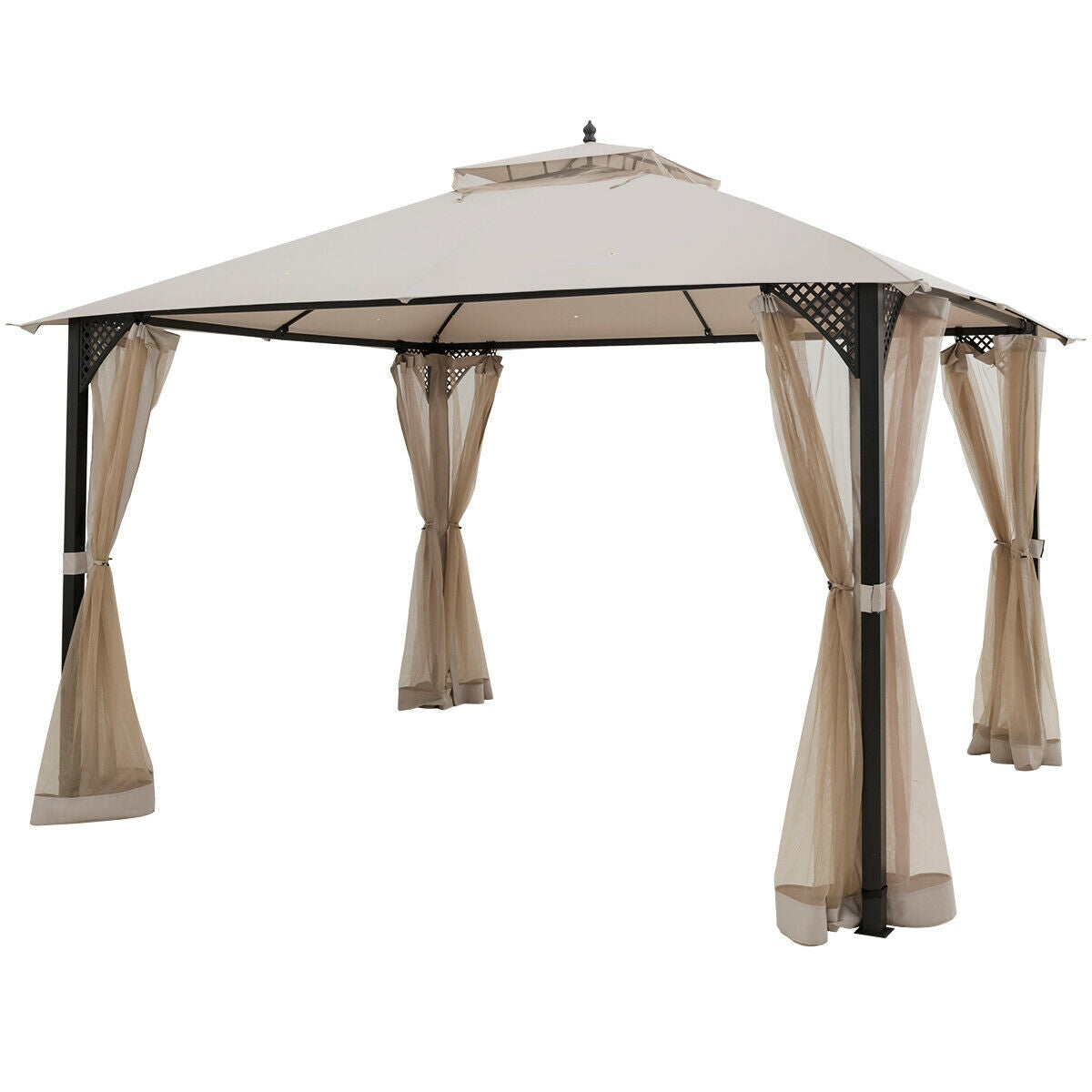 12' x 10' Outdoor Patio Gazebo, Beige Gazebos Beige at Gallery Canada