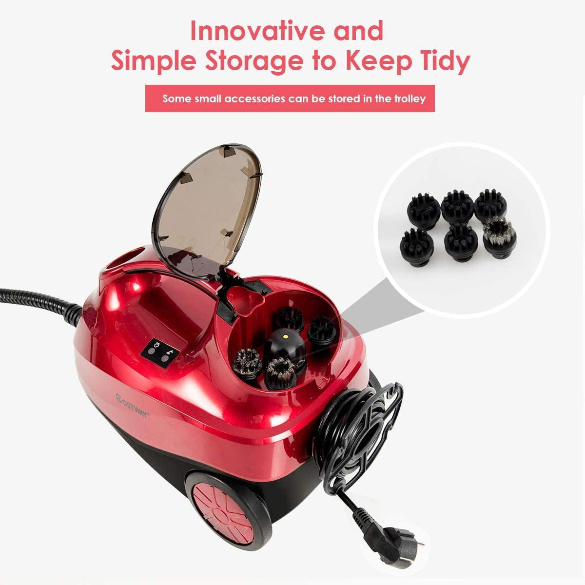 2000W Heavy Duty Steam Cleaner Mop, Detachable Handheld Unit, Red Vacuums & Cleaners at Gallery Canada